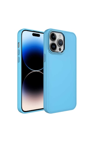 Apple Uyumlu iPhone 13 Pro Uyumlu Metal Çerçeve Ve Buton Tasarımlı Silikon Zore Luna Kılıf-sierra Mavi Sierra Mavi -