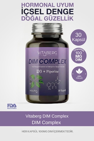 Dim Complex 30 Kapsül Dım 100 Mg, D3 Ve Bitkisel Ekstreler İçeren Takviye Edici Gıda