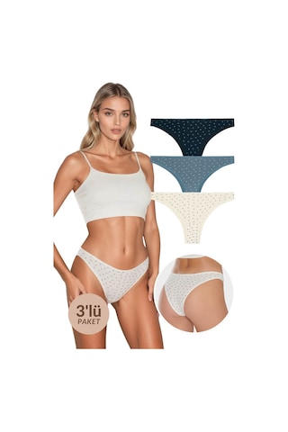 Kit İç Giyim Berrak 3'lü Desenli Kadın Brazilian Külot Çok Renkli