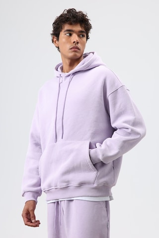 Vamos Basic Oversize Yıkamalı Hoodie Lila
