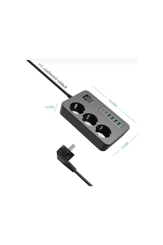 Çoklu Priz, 3 Ac Soket + 5 Usb Portu