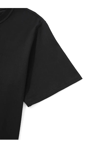 Modi Baskılı Oversize Bisiklet Yaka T-shirt - Siyah - Mymg158846