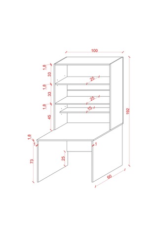 Asra Trend %100 Mdflam Raflı Çalışma Masası Bilgisayar Ofis Ders Masası Çm-03 Kül Gri
