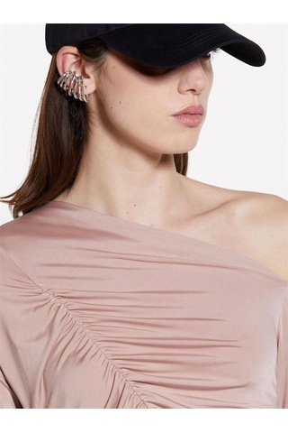 Sisley Streç Kumaş Dikiş Detaylı Slim Fit Bluz Kadın Kahverengi Bluz - 325p33txl400x