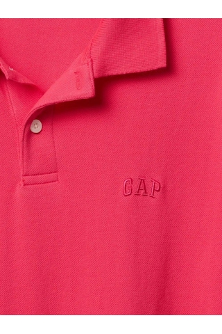 Logo Piqué Polo Yaka Erkek T-shirt Fuşya-7587 Fuşya