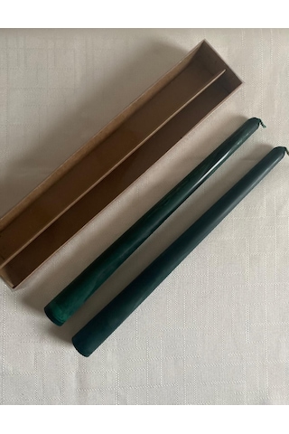 Şamdan Mum - 2 'lü Set % 100 Soya Wax Doğal Mum Yeşil Renk