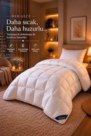 HİG HOME Tek Kişilik Comfort Microfiber Yorgan Beyaz