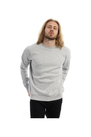 Polostate Erkek Bisiklet Yaka Karyoka Dikişli Sweatshirt Gri