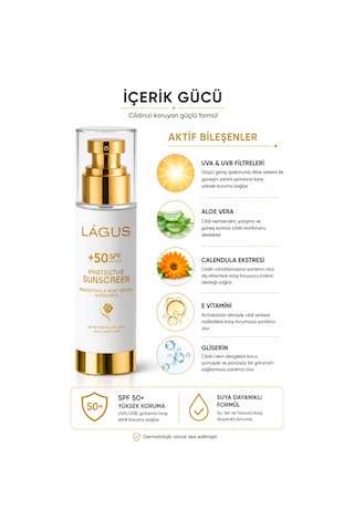 Lágus Uva/Uvb Suya Dayanıklı Koruyucu Güneş Kremi SPF50+ 100 ML