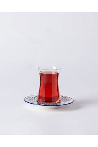 Madame Coco Luxe Couronne 6'lı Çay Tabağı Seti - Mavi/beyaz 8684427297957 Çok Renkli