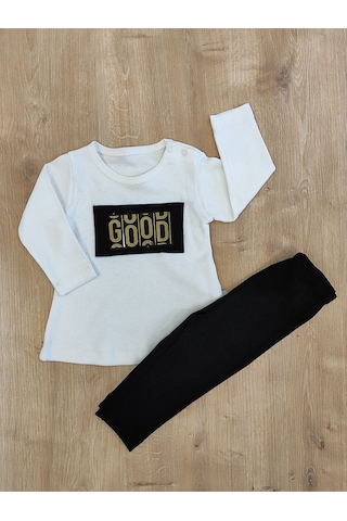 2'li Uzun Kollu Erkek Bebek Takımı Pamuklu Kumaş Hediyelik Bebek Giyim 6-9, 9-12,12-18, 18-24, 24-36 Siyah