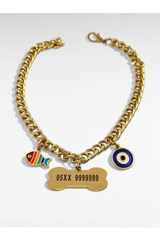 Caramelos Paslanmaz Çelik Köpek Kolyesi- İsimli Köpek Tasması - Köpek Zinciri- Köpek Kolyesi-küçük Ve Orta Irk Altın