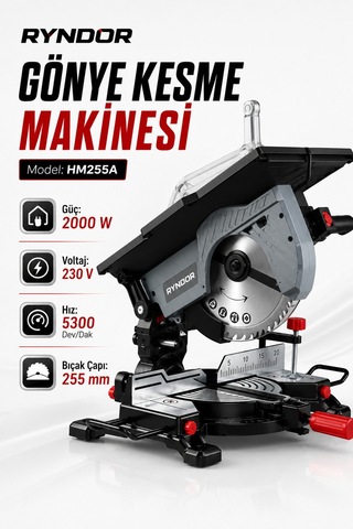 Heilber Hm255a Üstten Ve Alttan Tepsili 255mm Elektrikli Pro Gönye Kesme Ahşap Kesme Makinesi