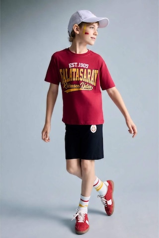 Defacto Galatasaray Kısa Kollu Pijama Üstü Şort Pijama Alt 2li Pijama Takımı Erkek Çocuk H7340a826hsrd119 Kırmızı-rd119
