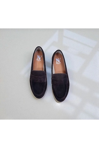 Ne&ve Shoes Kahve Süet Hakiki Deri Kadın Loafer Ayakkabı Kahverengi