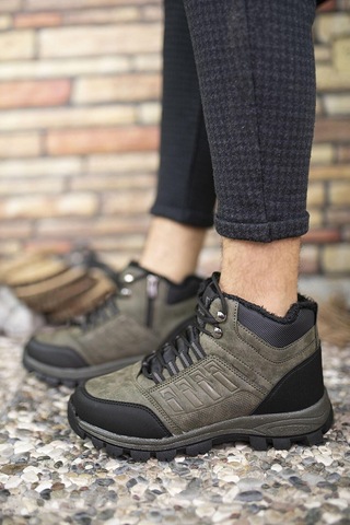 X-step X6 Haki Termal Kürklü Kışlık Erkek Bot Ayakkabı 001