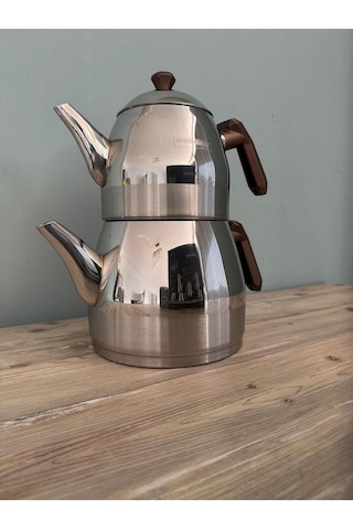 Elmas Çelik Çaydanlık Takımı Mega Boy Bakır