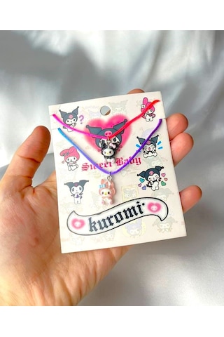 Kuromi & Melody Renkli İpli Bff Kolye Seti Çok REnkli