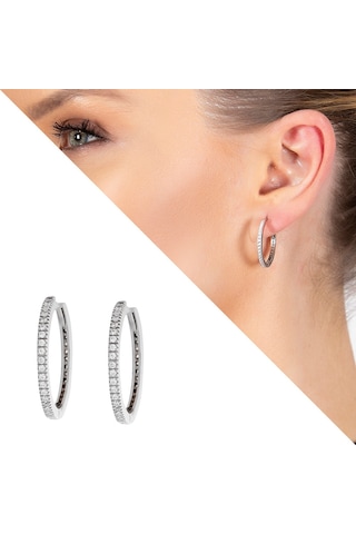 Starlight Diamond Tek Sıra Zirkon Taşlı Halka Tasarım 925 Ayar Gümüş Küpe
