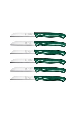 6&apos Lı Tırtıklı Meyve Bıçağı Seti, Paslanmaz Çelik, Ergonomik Kaymaz Sap, Ultra Keskin, Meyve Ve Sebze İçin, 18 Cm Yeşil