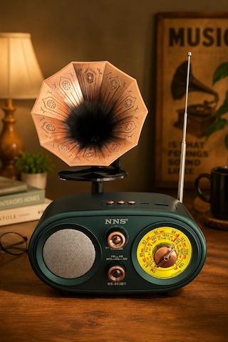 Nns Ns-803bt Yeşil Retro Radyo Bluetooth Hoparlör Usb Tf Kart Şarjlı Nostaljik Radyo