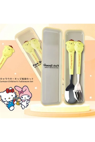 Kangvka Çocuklar İçin Emekli Yemek Takımı - Çocuk Dostu Paslanmaz Çelik Ve Gıda Seviyesi Silikon - Spoon Ve Fork - Unisex - Renkli Tasarım Sarı