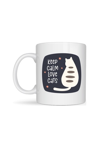 Buradabulabilirsin Keep Calm Love Cats Kedi Temalı Porselen Kupa Model 56 Sevimli Tasarım , Kahve & Çay Kupası Bbz Diğer