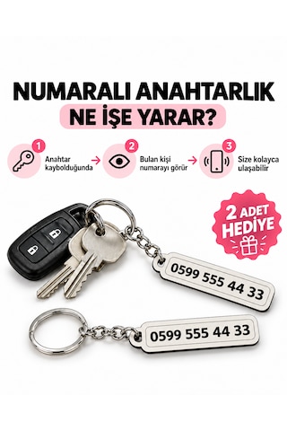 Doalino Kişiye Özel Ahşap Araç İçi Numaratör Cama Vantuzlu Telefon Numarası Park Plakası Beyaz