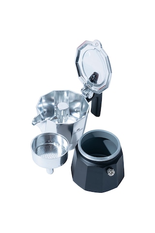 On Off Kamp Kahve Potu Moka Pot 150 Ml 2 Cup Gümüş Siyah