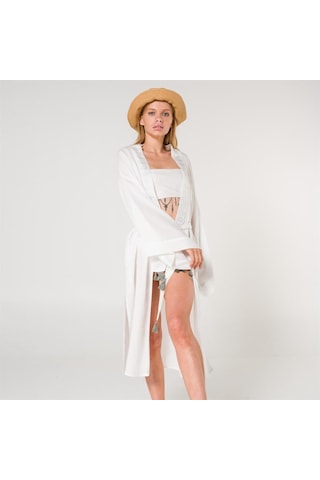 Eli Kadın Pul Baskılı Kimono-Ekru-Standart Ekru