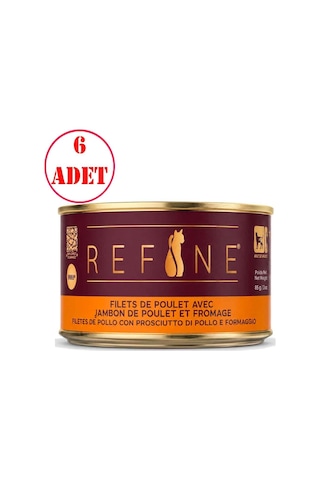 Refine Kısırlaştırılmış Kedi Konservesi Tavuk Jambonlu Ve Peynirli 85 Gr 6 Ad