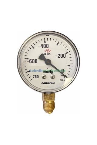 63MM -760/0 MMhg ALTtan Çıkışlı G1/4" Kurutip VakuMMetre Pakkens