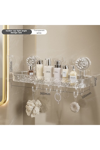 Reedark Banyo Tuvalet Duvarlı Taşınabilir Sıralama Rafı - Delme Yok Süction Cup Açık Beyaz Kareli Plastik Konforlu Depolama Diğer