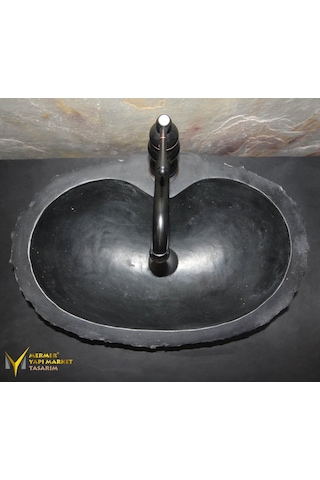 Bazalt Batarya Çıkışlı Antrasit Patlatma Lavabo
