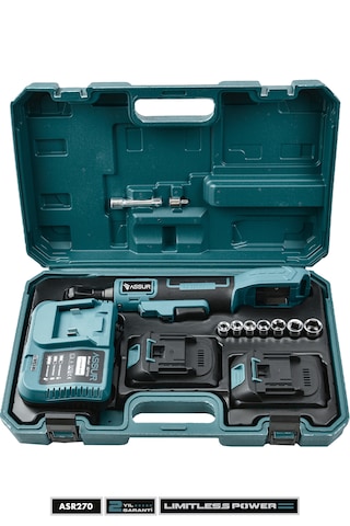Assur ASR270 21V Akülü Darbeli Cırcır Kolu 3/8" Profesyonel Somun Sıkma Sökme Mavi