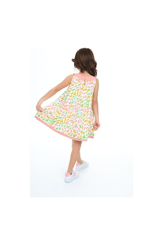 Toontoy Kız Çocuk Komple Renkli Baskılı Elbise Koyu Pudra