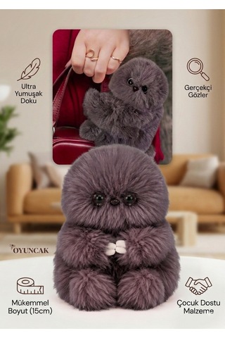 Mirumi Akıllı Peluş Robot Oyuncak - Ses Algılayan Dokunmaya Duyarlı Çantaya Tutunan İnteraktif Peluş Gri
