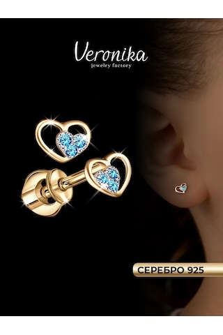 Veronika 925 Ayar Yaldız Kaplama Kalp Küpeler 41507184 Altın