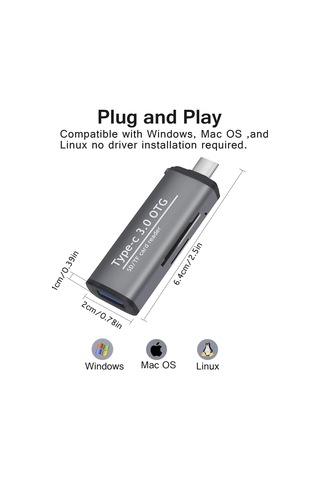 Type-c To Usb 3.0 Tf Sd Kart Okuyucu Usb Type-c Otg Adaptör Çevirici