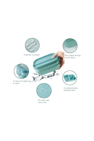 Yunboo Yeşil 1900ml Plastik Yemek Kutusu - 8 Bölmeli, Tencere/donuk/çamaşır Makinesine Uygun, Kaçırmaz Kapak Ve Beste Aletleri İle Yeşil