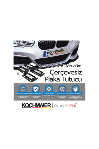 Kochmaier Plate-fix Çerçevesiz Takmatik Araç Plakalık Seti - Yeni Nesil Görünmez Plaka Altlığı, Gizli Plaka Sabitleme Aparatı 2 Adet - Set Ön Ve Arka 42221643