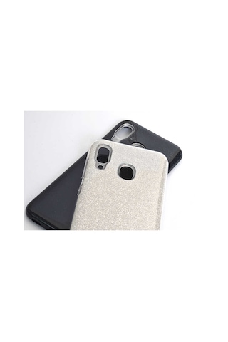 Samsung Uyumlu Galaxy A20 Kılıf Zore Shining Silikon Rose Gold