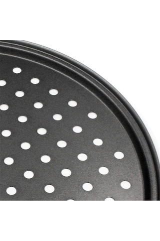 Teflon Delikli Pizza Tepsisi-tavası/ Lahmacun Pide Tepsisi 32 Cm Siyah