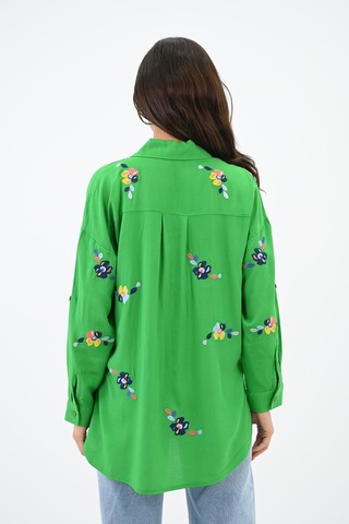 Koza Butik Kadın Nakış İşlemeli Oversize Gömlek 1735-24 001
