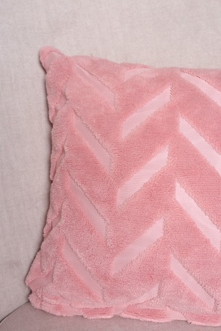Chevron Welsoft Jakarlı Dekoratif Kırlent Kılıfı 43x43 Cm - Ztchevron Pembe