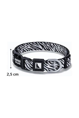Swissplus Urban Paws Zebra Noir Recycled Köpek Tasması - 25 Mm Beyaz - Siyah