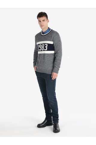 Colin's Colins Regular Fit Baskılı Hooded Gri Erkek Kazak Cl1065913 Gri Melanj