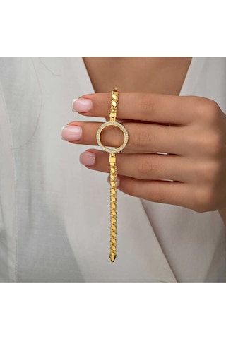 Casera's Gümüş Çeyrek Takılabilen Altın Kaplama Kadın Bileklik Csr2184534 Gümüş