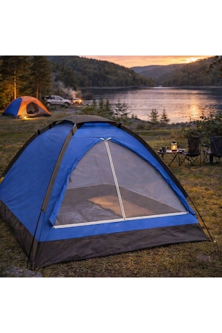 Buffer 3 Kişilik Manuel Kamp Çadırı Düz Kapılı Outdoor Aile, Doğa, Piknik Ve Kamp Çadırı 200x150x110 Cm Sarı