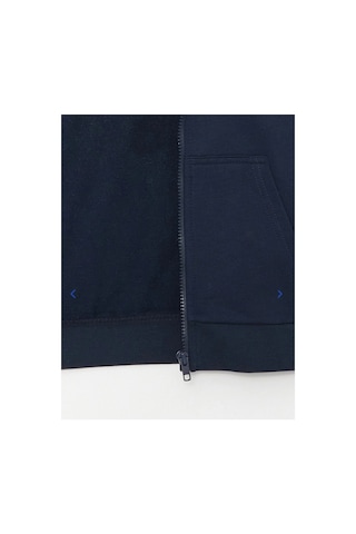 LC Waikiki Lcw Kids Lacivert Kapüşonlu Baskılı Uzun Kollu Erkek Çocuk Fermuarlı Sweatshirt